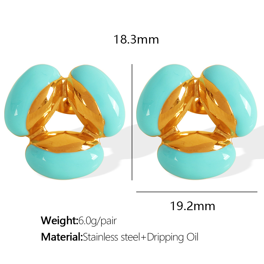 3:EH462 blue drop glue gold earrings