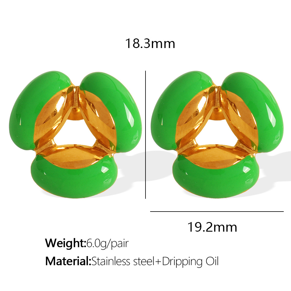 4:EH462 Green Drop Glue Gold Earrings