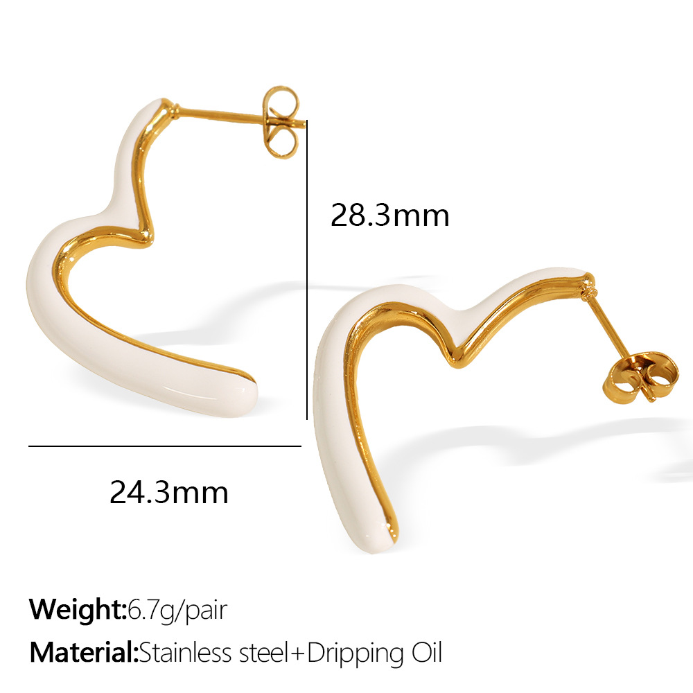 1:Eh808 white oil drop gold earrings