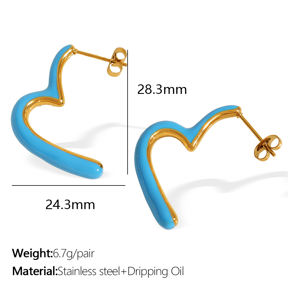 2:Eh808 blue oil drop gold earrings