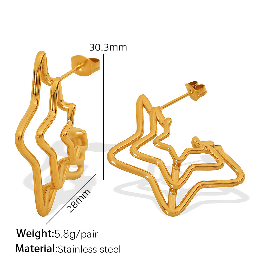1:Eh819 points left and right gold earrings