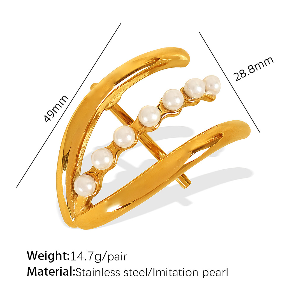 7:Fz07 white beads golden hairpin