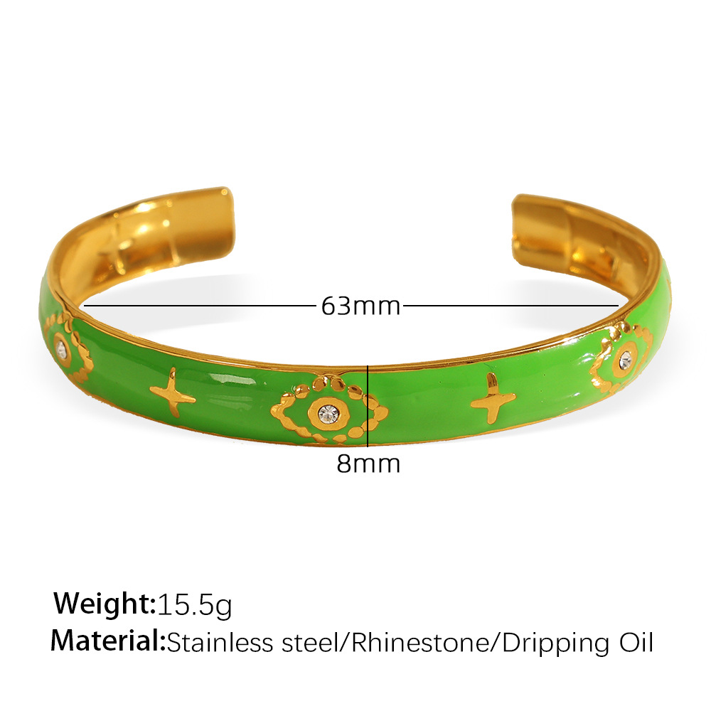 3:Sz191gng green oil drop gold bracelet