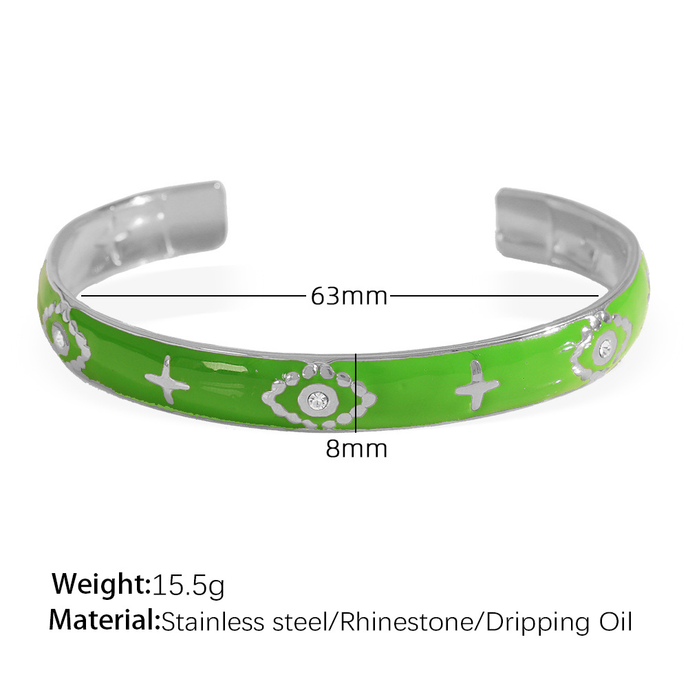 4:Sz191gns green dripping silver bracelet