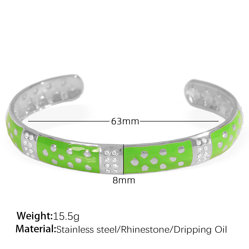 10:Sz192gns green dripping silver bracelet