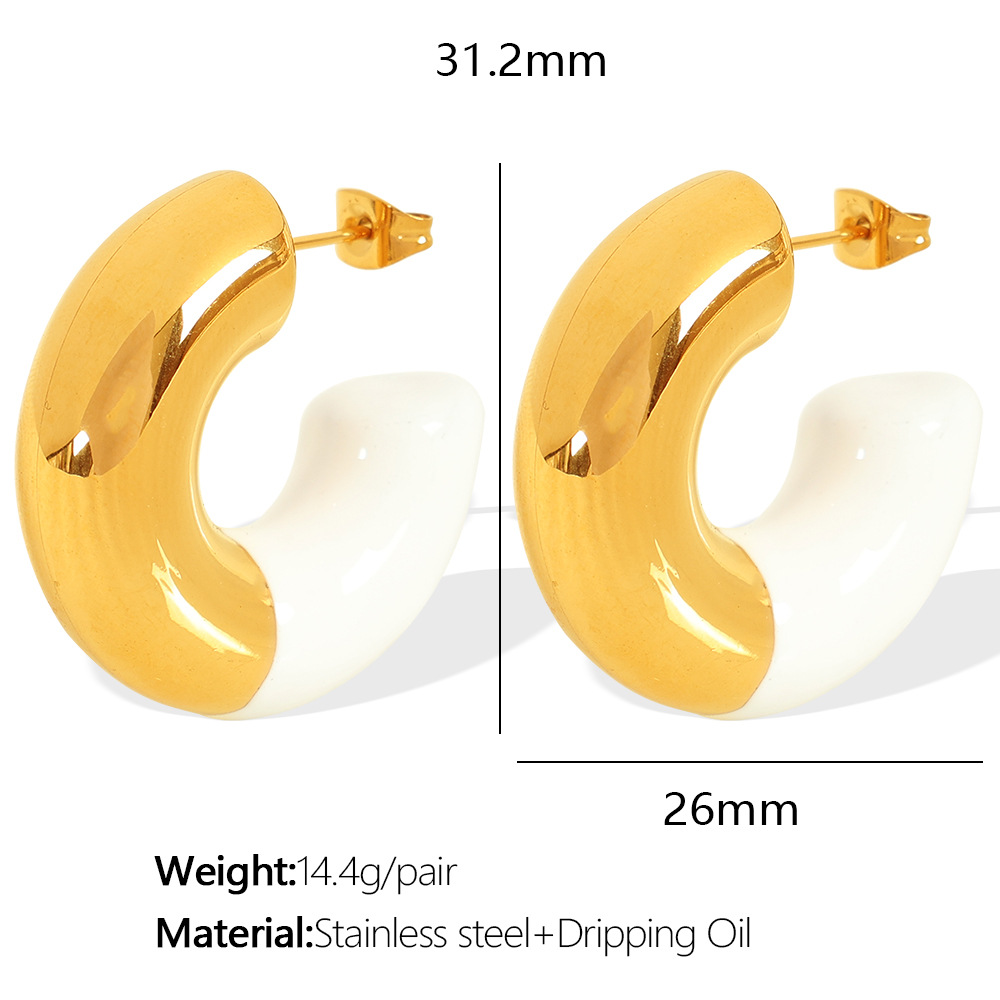 5:EH477 White Drop Glue Gold Earrings