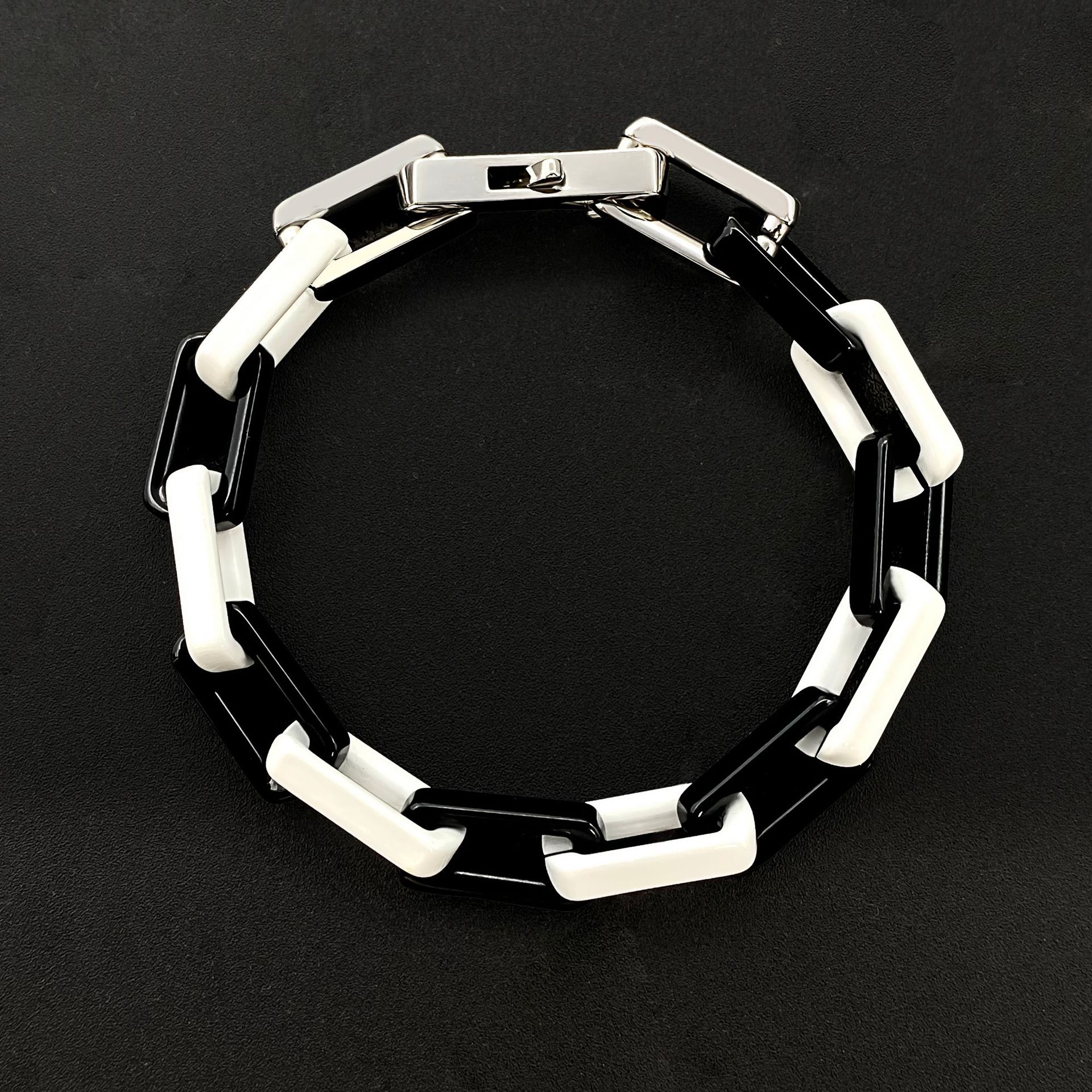 Black and white steel bracelet 21cm