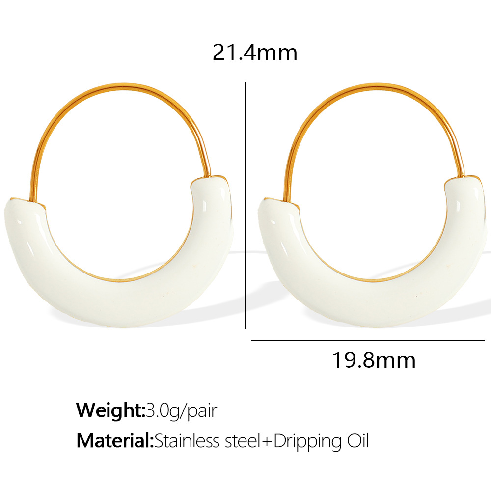1:EH493 white oil drop gold earrings