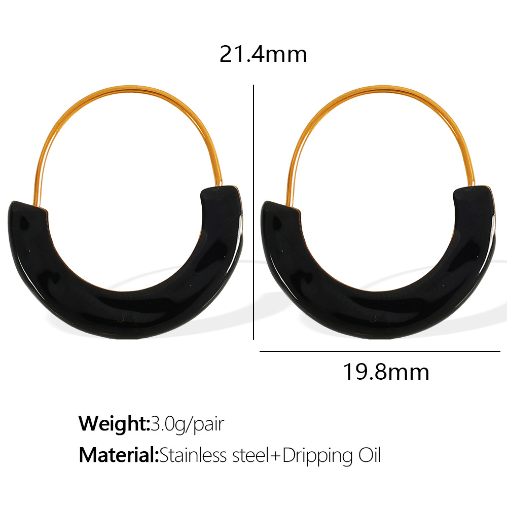 2:EH493 black oil drop gold earrings