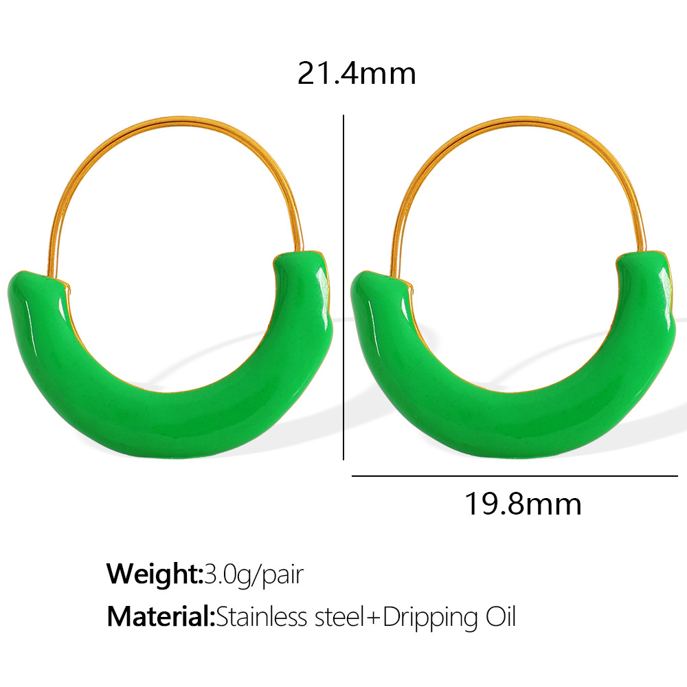 3:EH493 Green Drop Gold Earrings