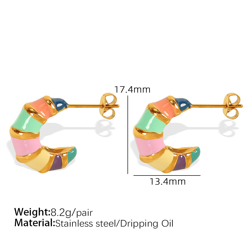 1:EH110 color oil drop gold earrings