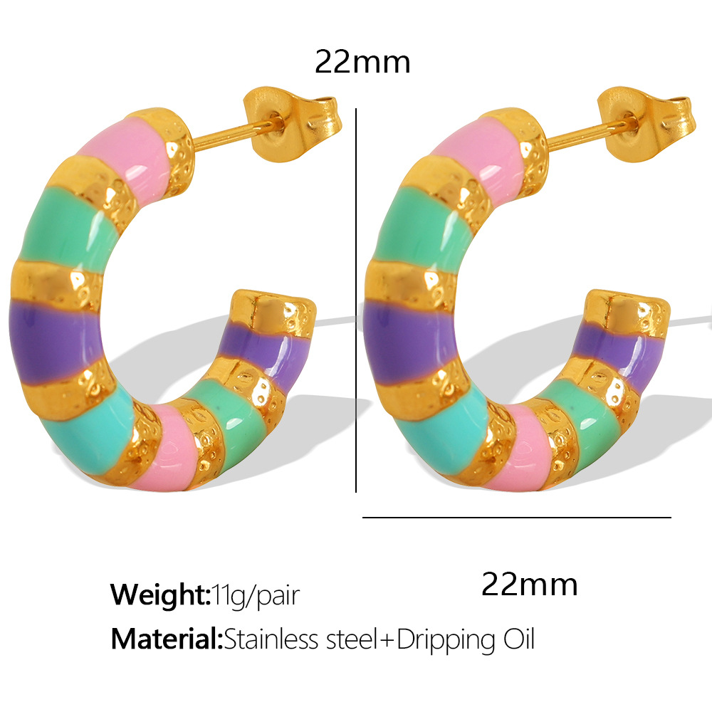 4:EH333 Color Drop Gold Earrings