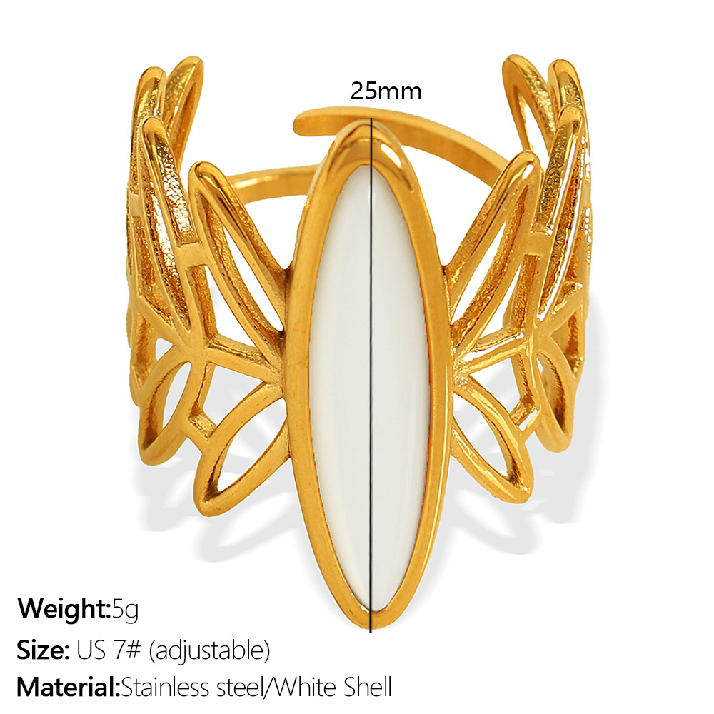 1:JZ56 Meishi 7#Adjustable white shell gold ring