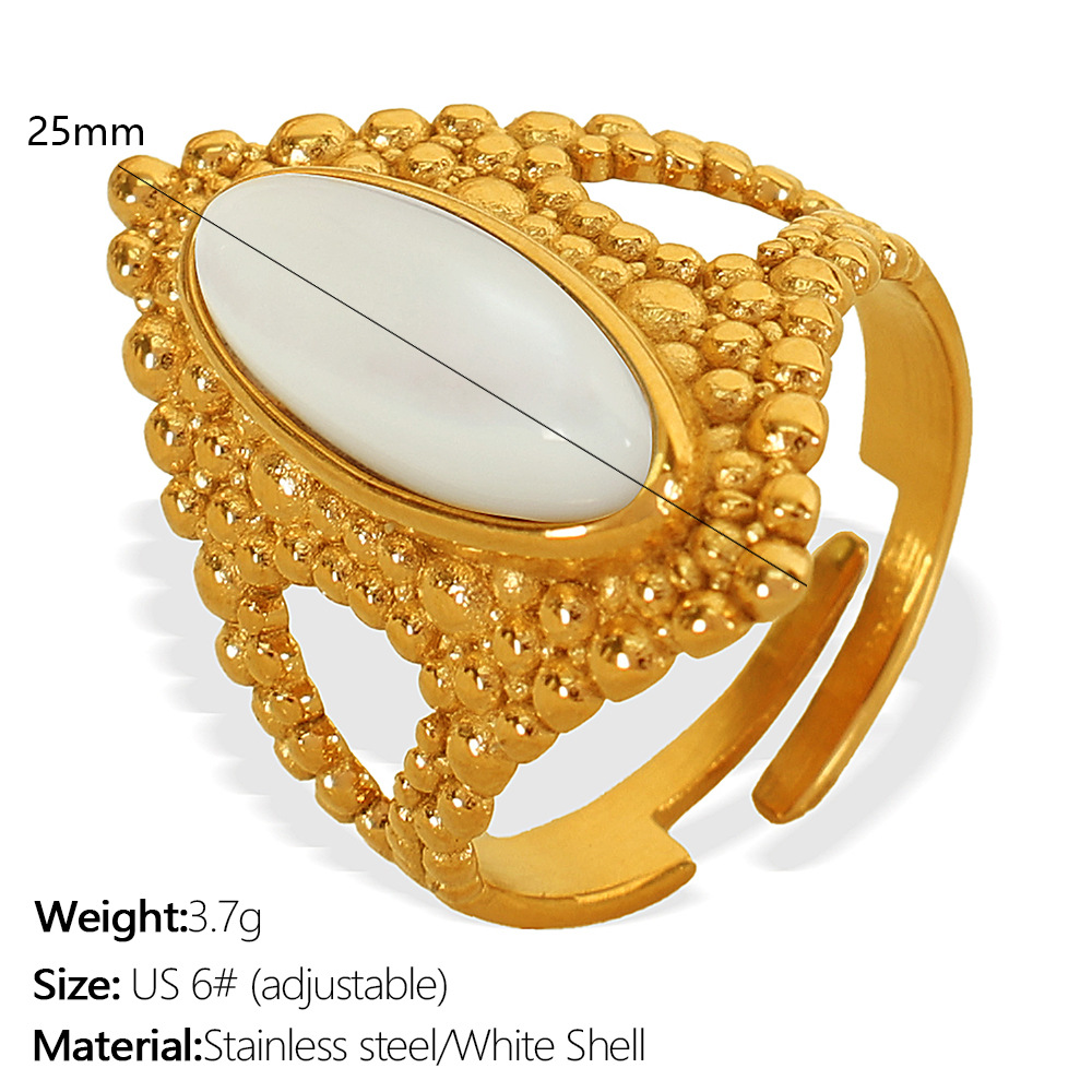 3:JZ57 Beauty 7#Adjustable white shell gold ring