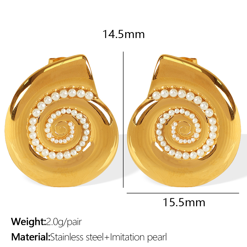 1:Eh724 white bead gold earrings