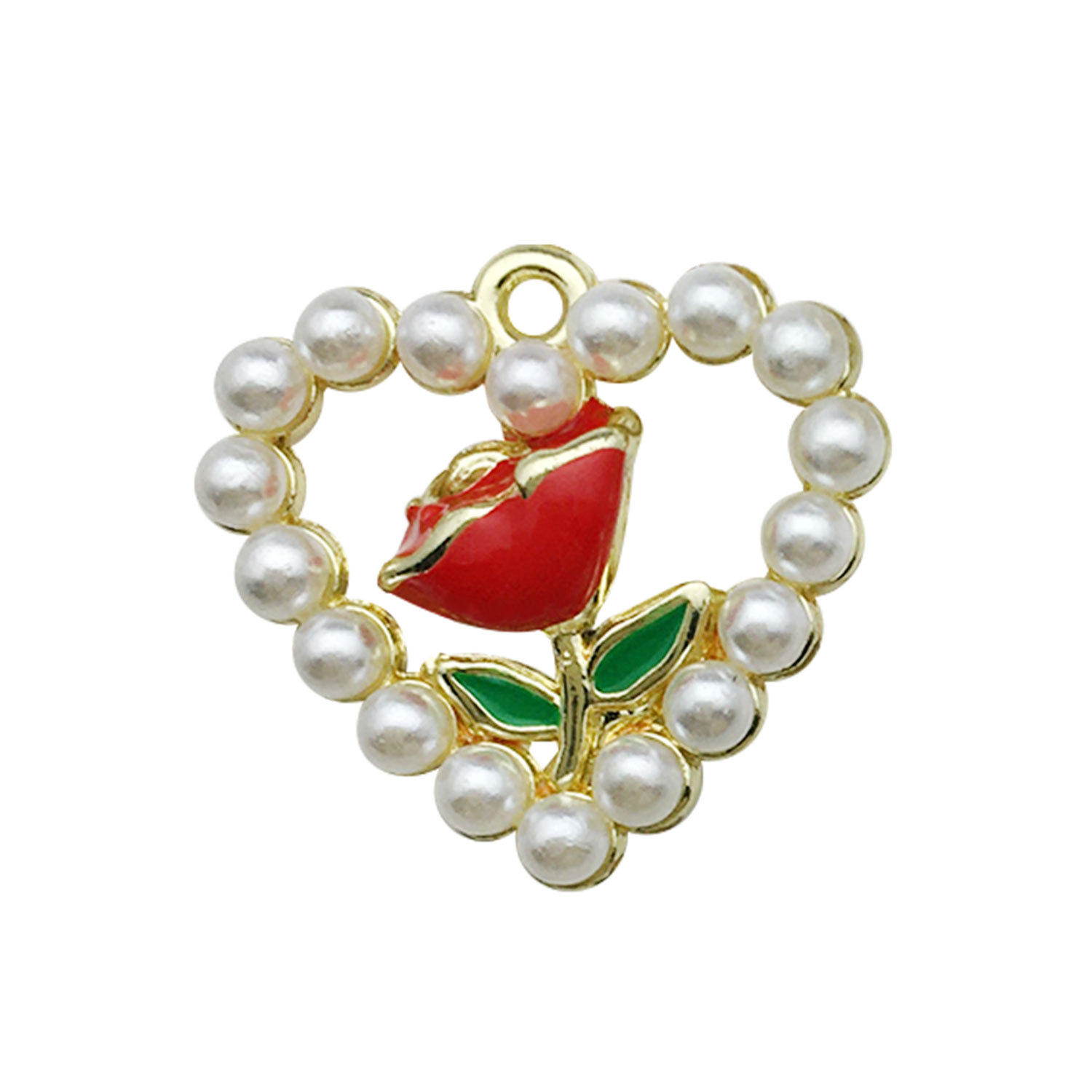 6:1 pearl peach heart red rose 18x17mm-1.5g-15961