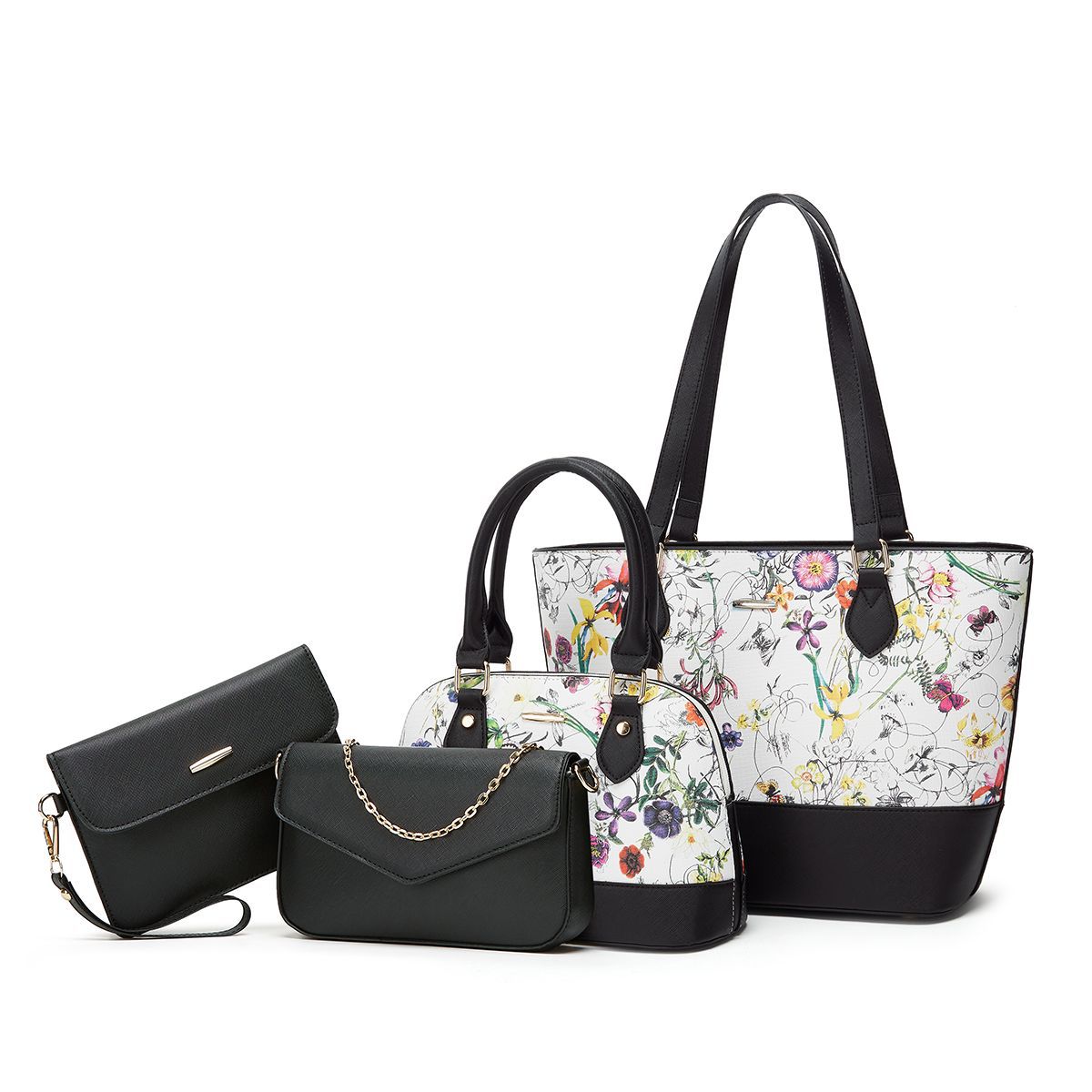 black with flowers
