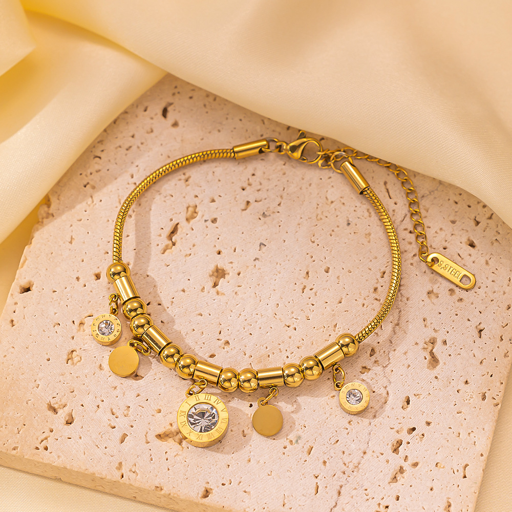 2:【tse2011】 roman white diamond bracelet gold