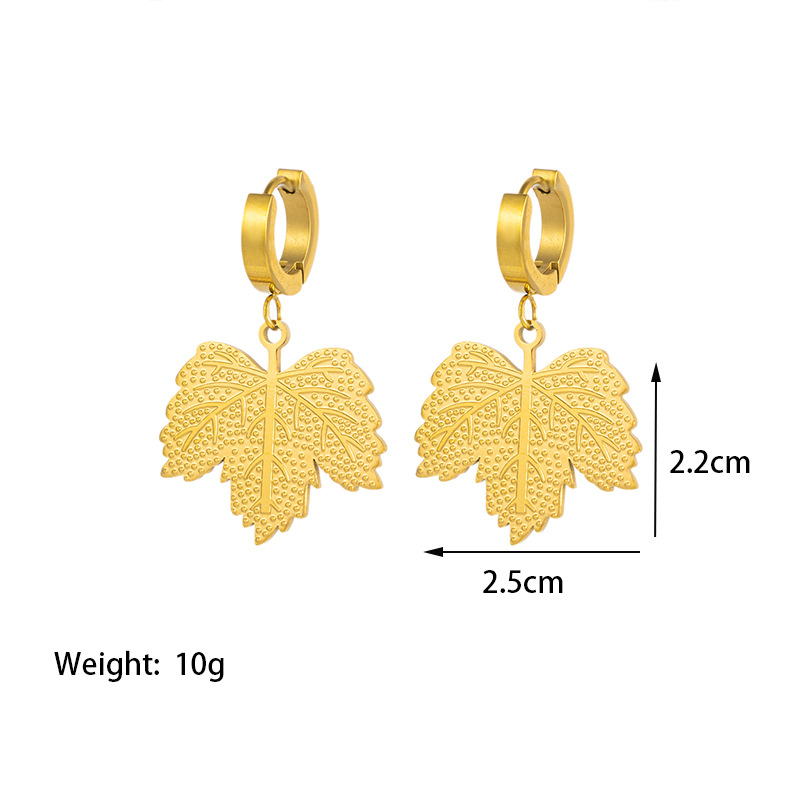 2:【TSG3062】maple leaf earrings gold