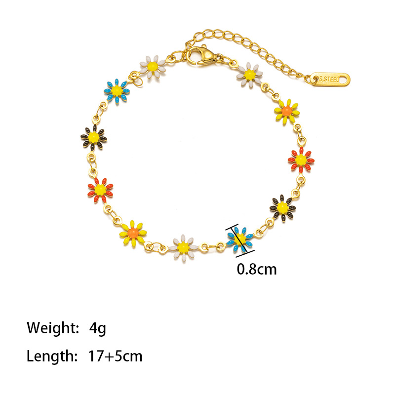 1:【TSE140】rainbow daisy bracelet gold