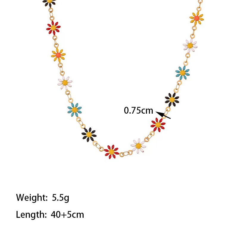 2:【TSH6191】rainbow daisy necklace gold