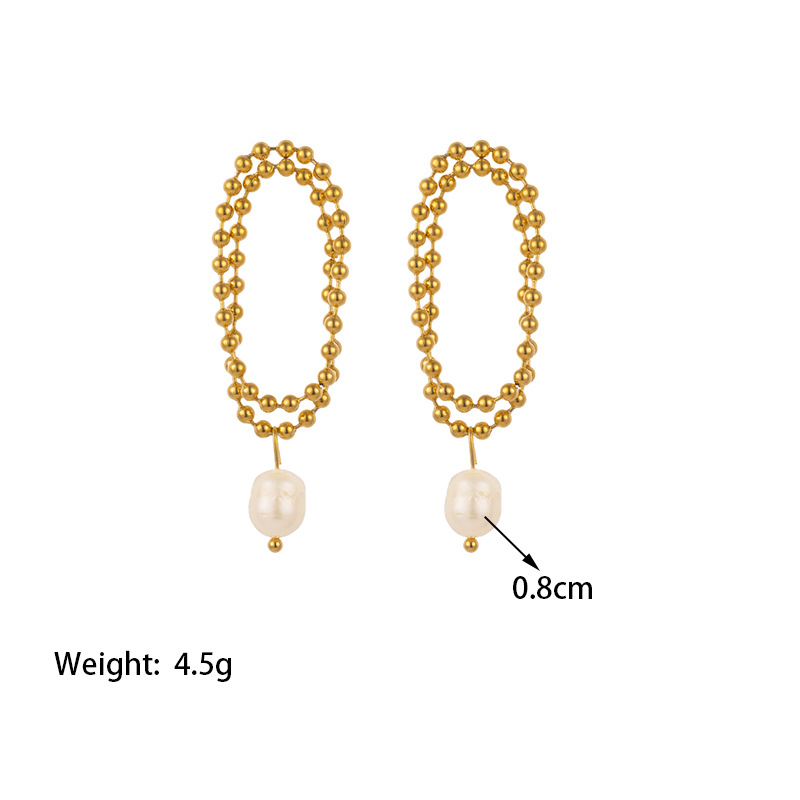 1:[TSG374] pearl chain pearl earrings gold