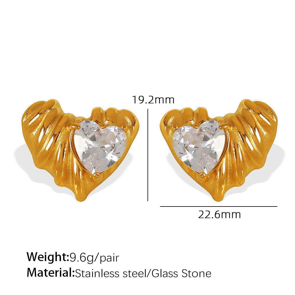 1:Eh771 white stone gold stud earrings