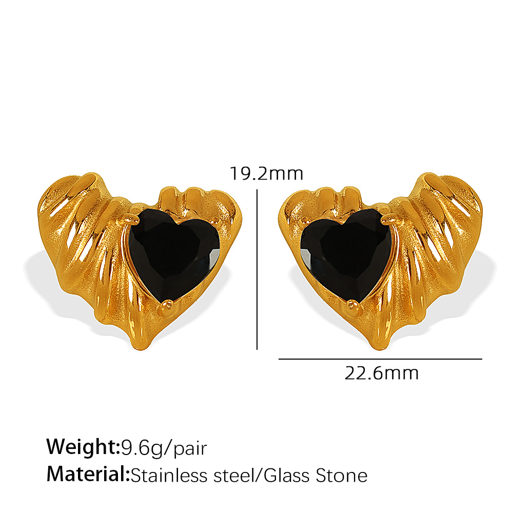 2:Eh771 black stone gold stud earrings