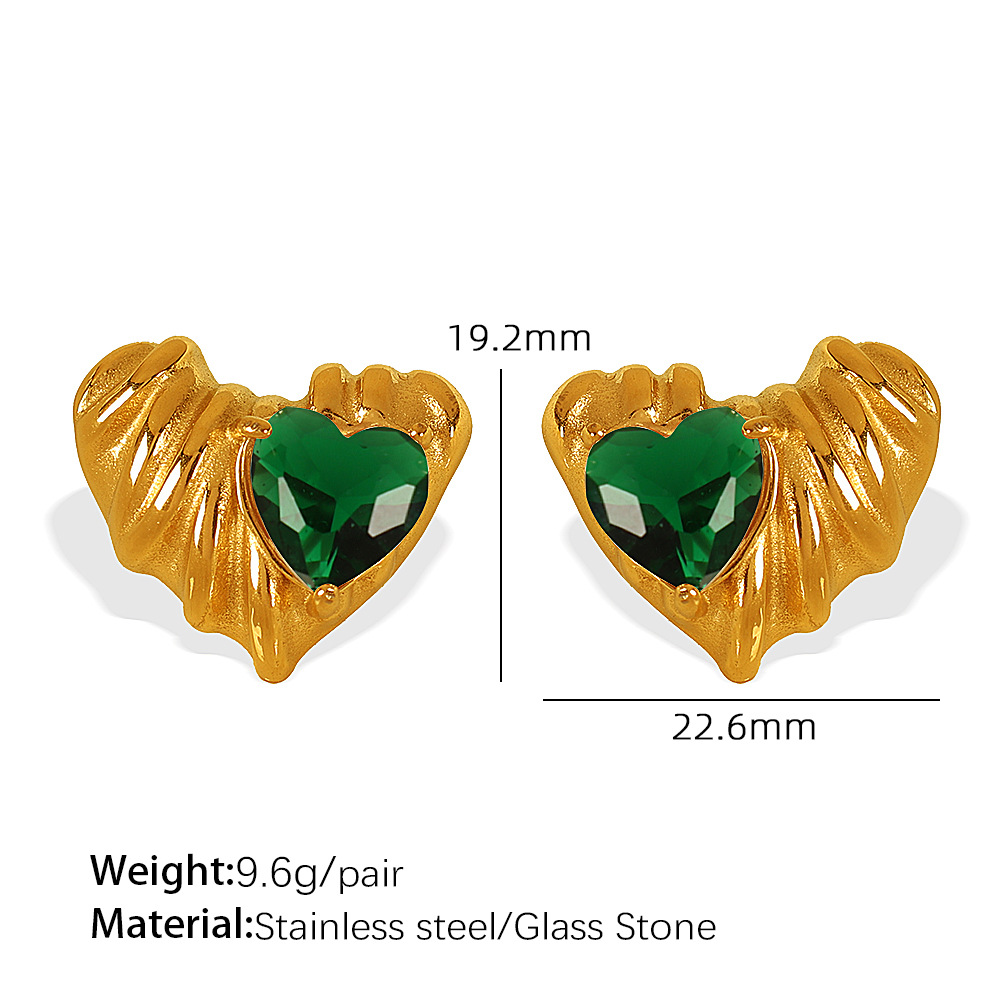 3:Eh771 green stone gold stud earrings