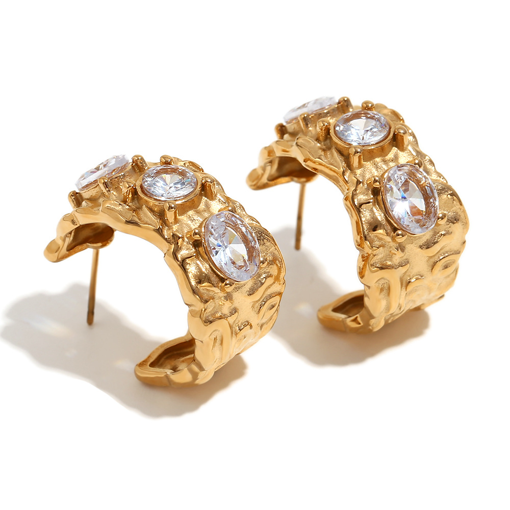 4:4 earrings-gold and white