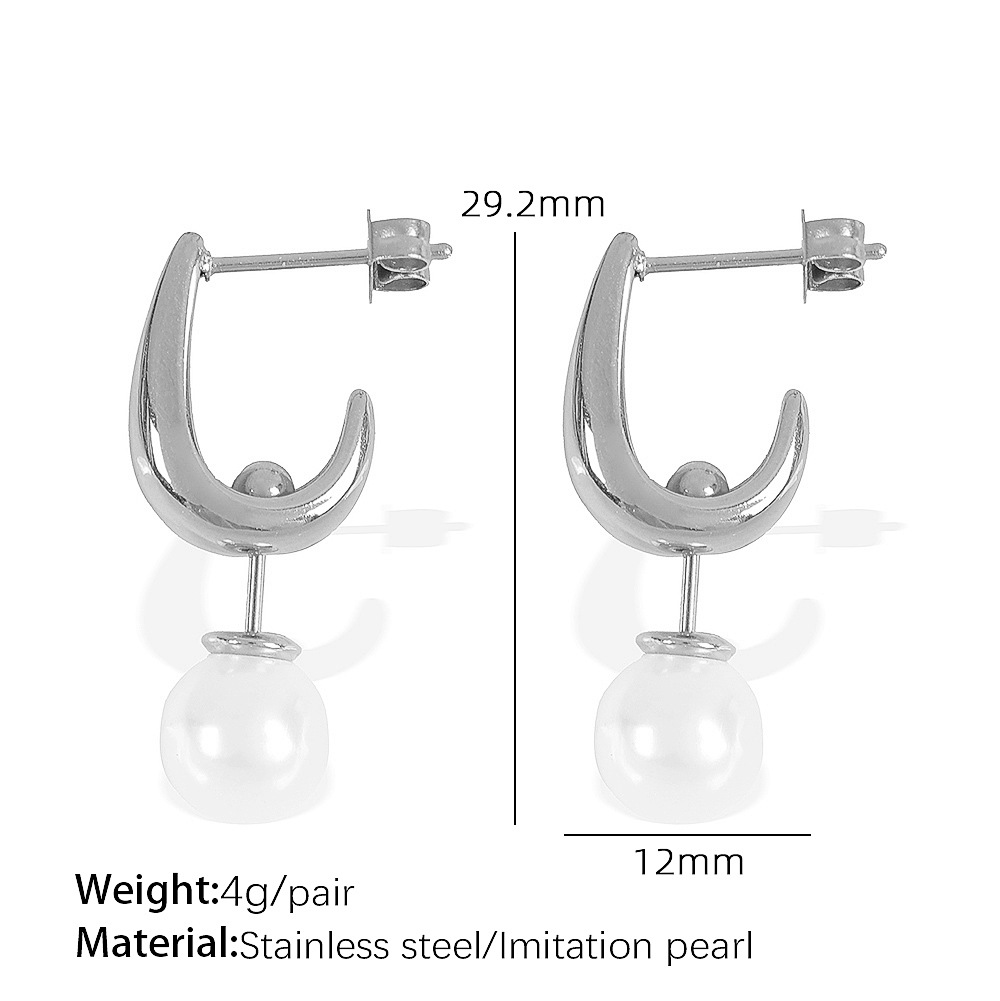 2:Eh761 white bead silver earrings