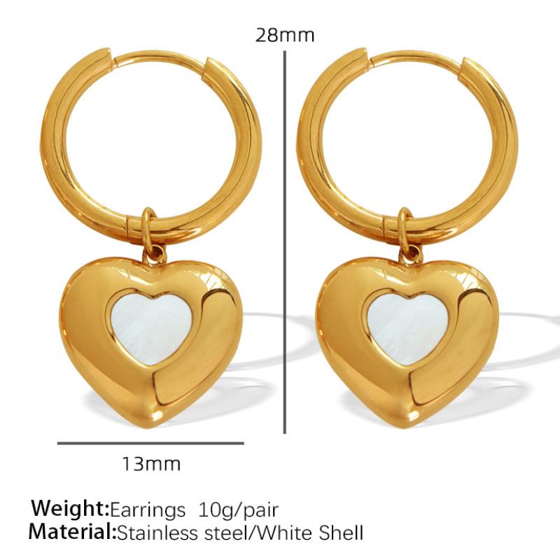 1:EH180 gold white shell earrings