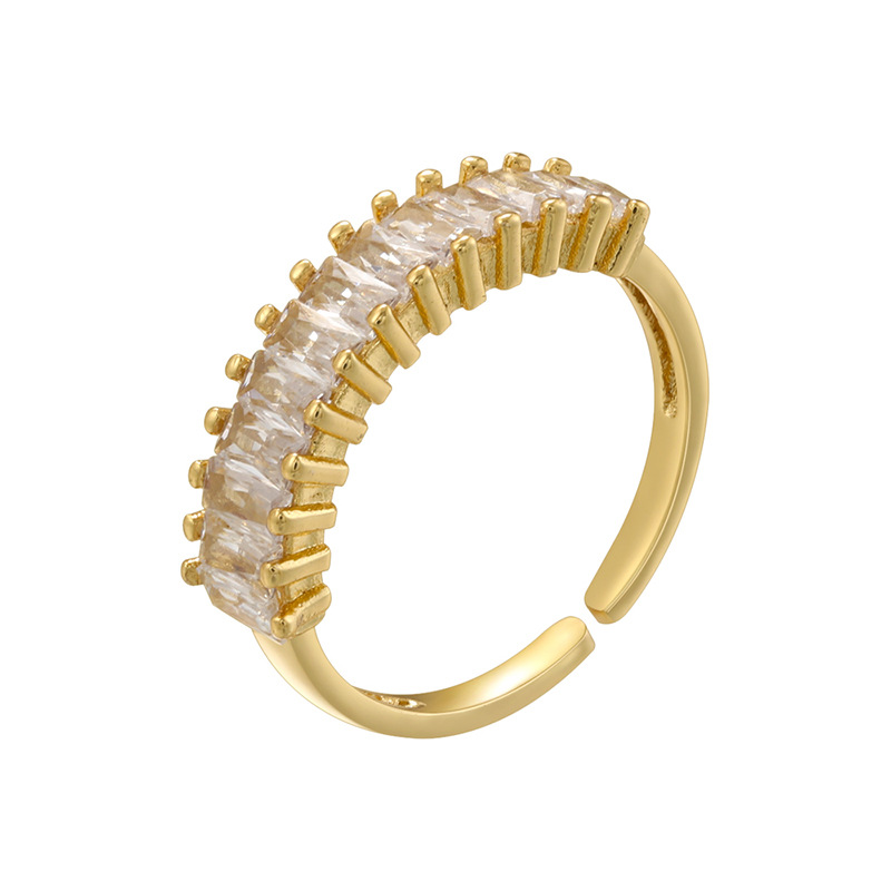 1:Vj728 gold t square white diamond ring