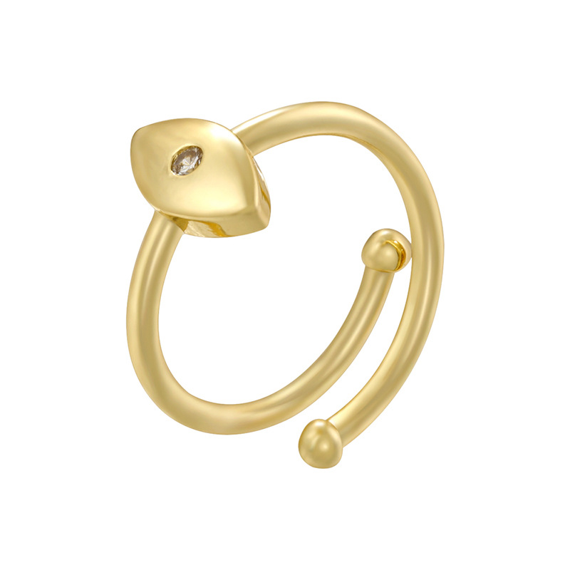5:Vj730 gold single diamond horse eye ring