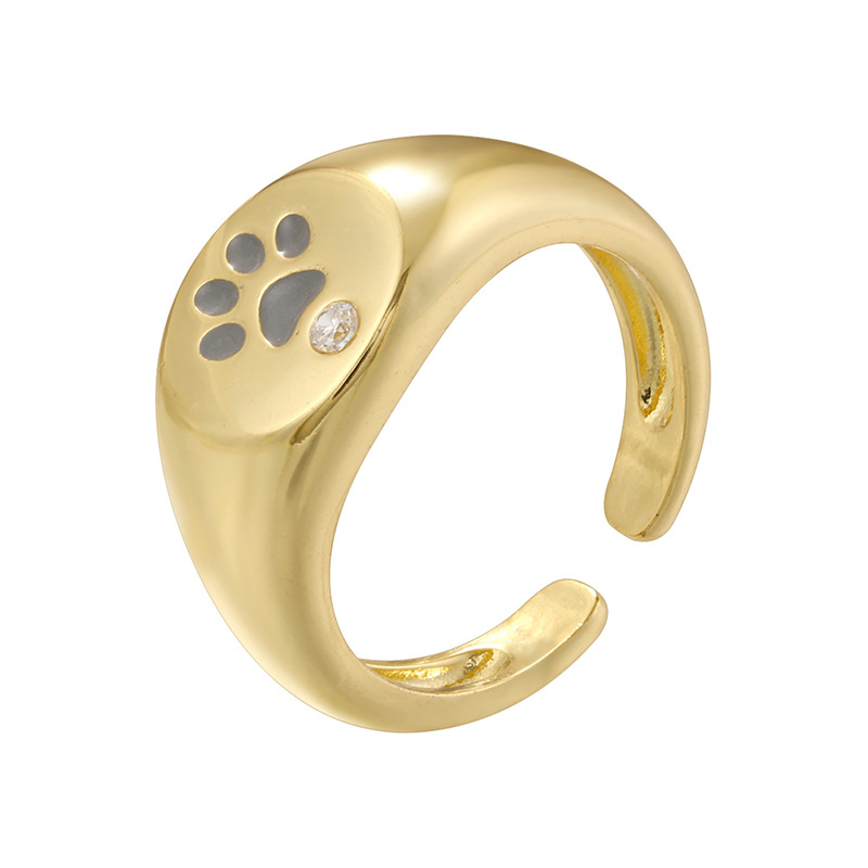 7:Vj731 gold white diamond bear paw ring