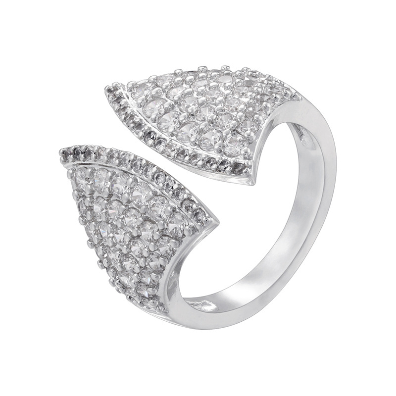 10:Vj732 white gold white diamond fan ring