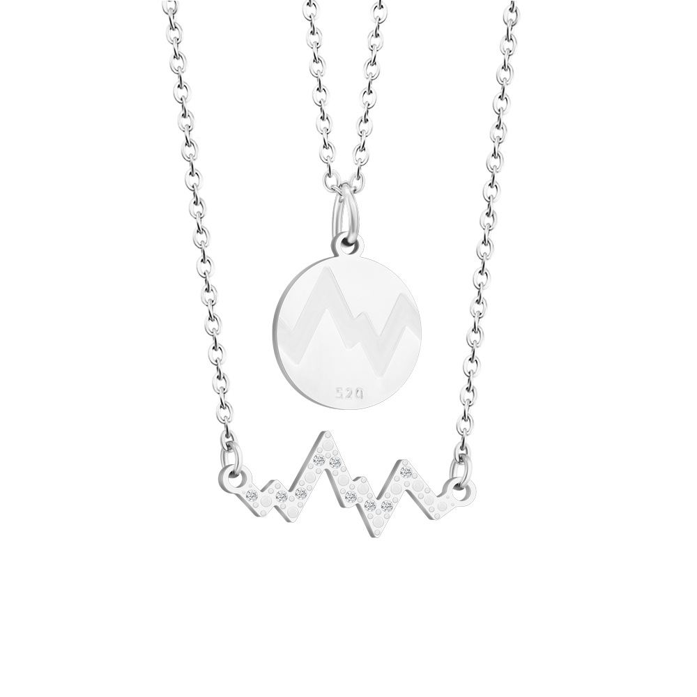 1:Set of steel color couple necklaces