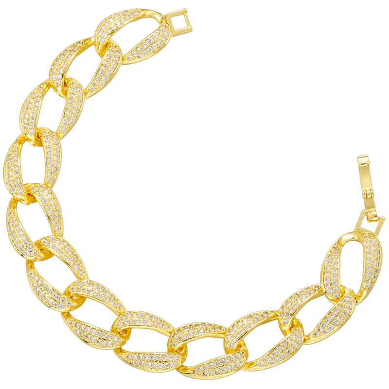 1:Golden white diamond cuban bracelet