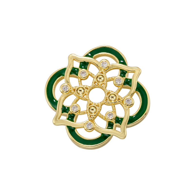 6:Vz470 green four-leaf clover petal beads