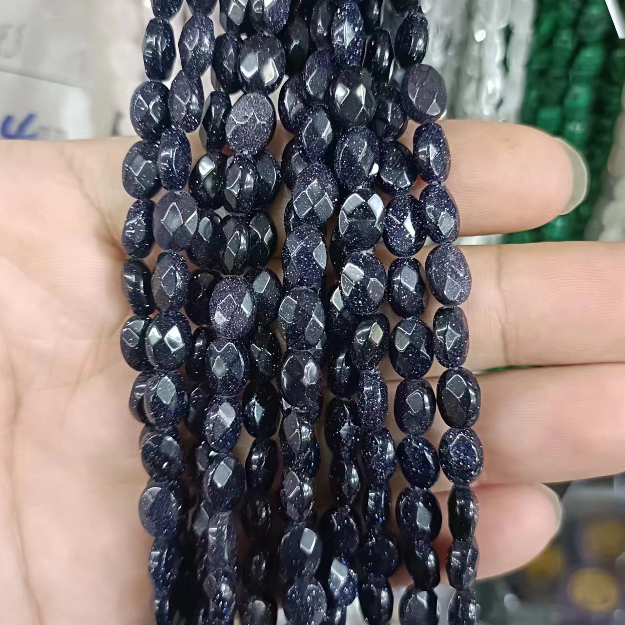Blue Goldstone 10 * 14mm (about 14 pieces)