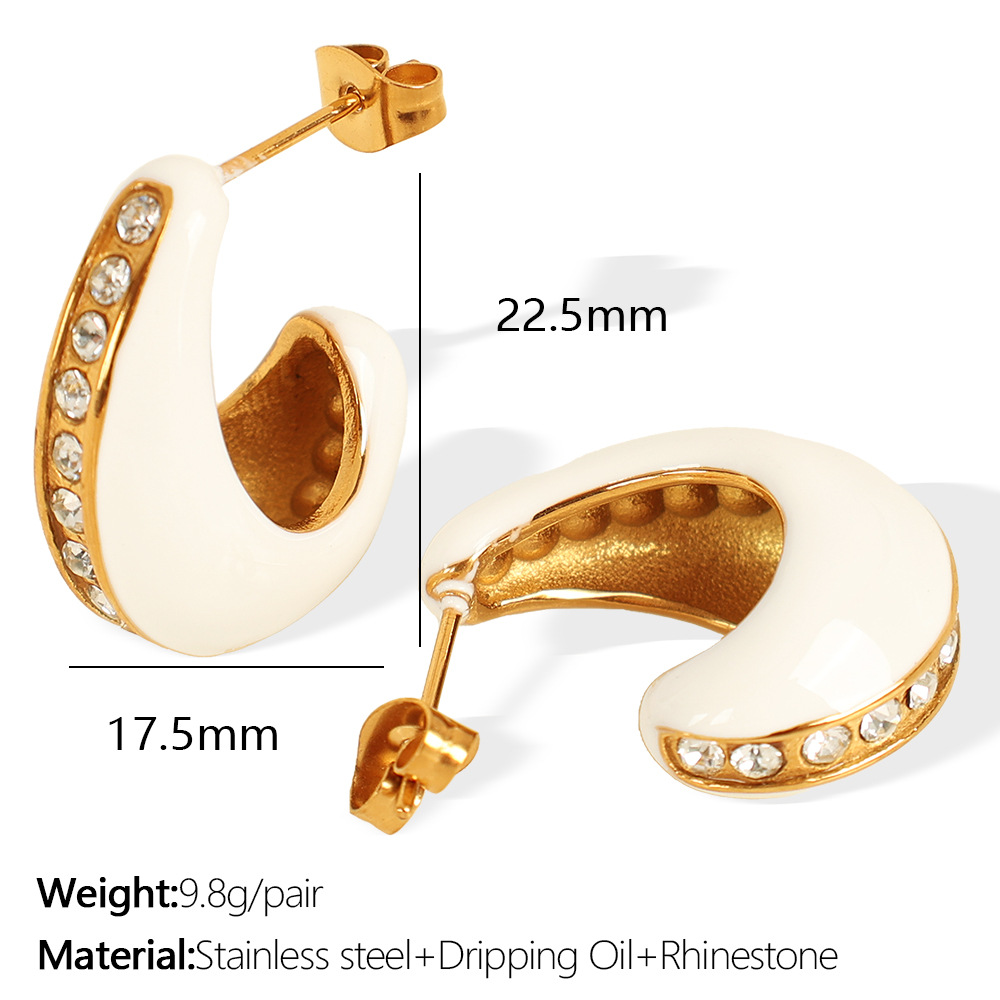 1:Eh734 white oil drop gold earrings