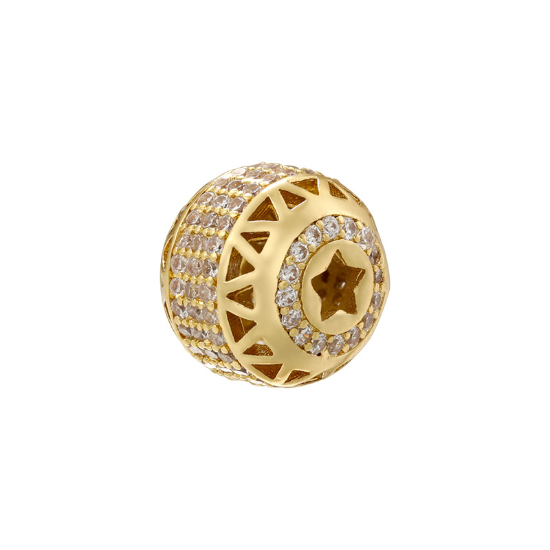 3:Vz465 golden white diamond five-pointed star beads