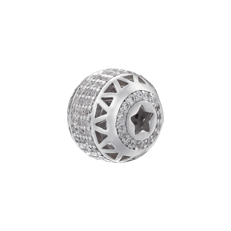 4:Vz465 white gold white diamond five-pointed star beads