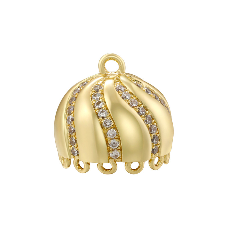 5:Vm28 gold white diamond tassel cap