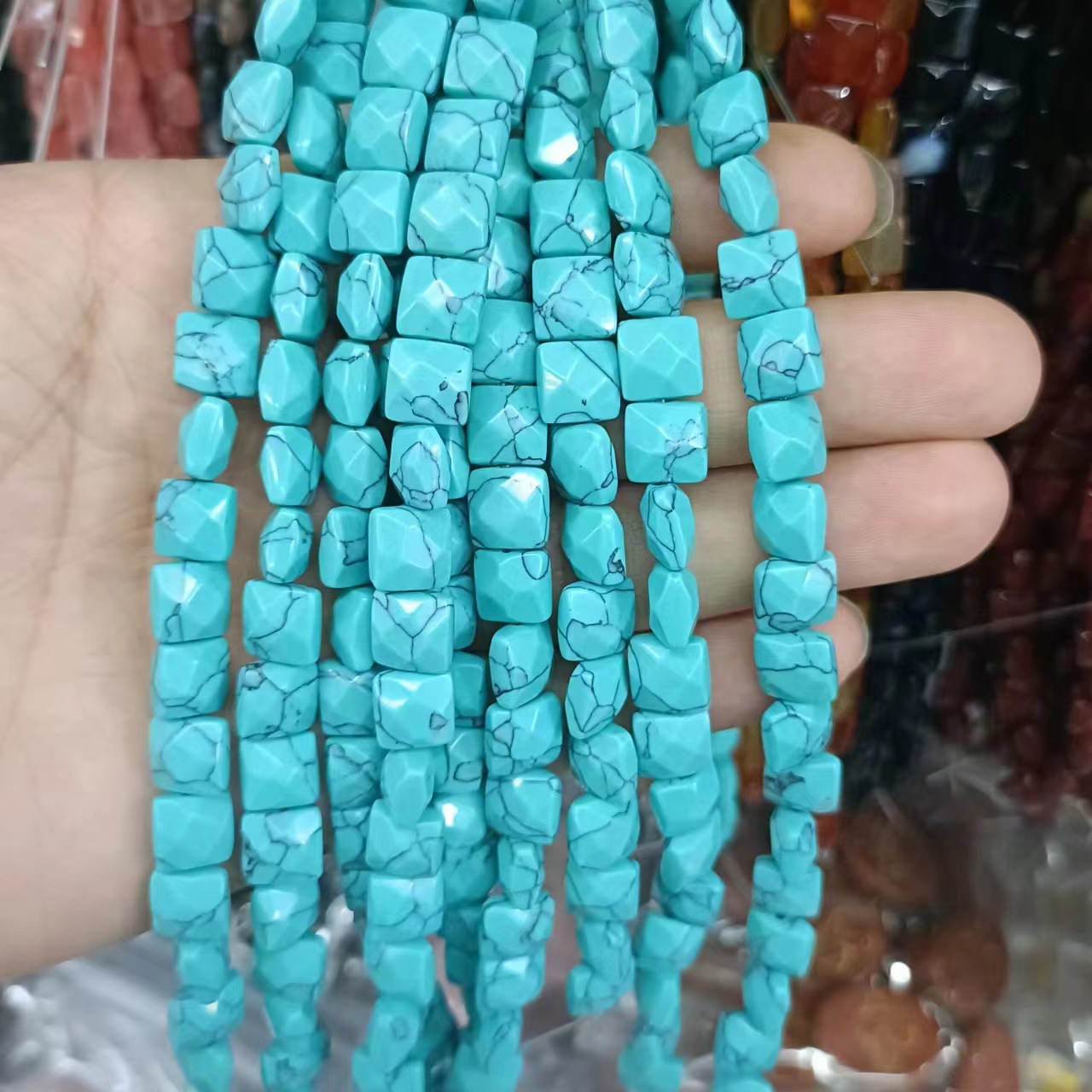 Blue Green turquoise 10*10 * 5mm (about 20 pieces)