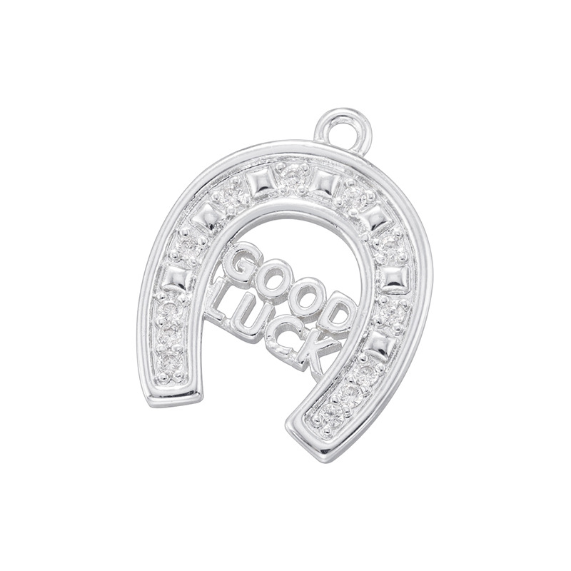 2:Vd1757 white gold horseshoe shape goodluck pendant