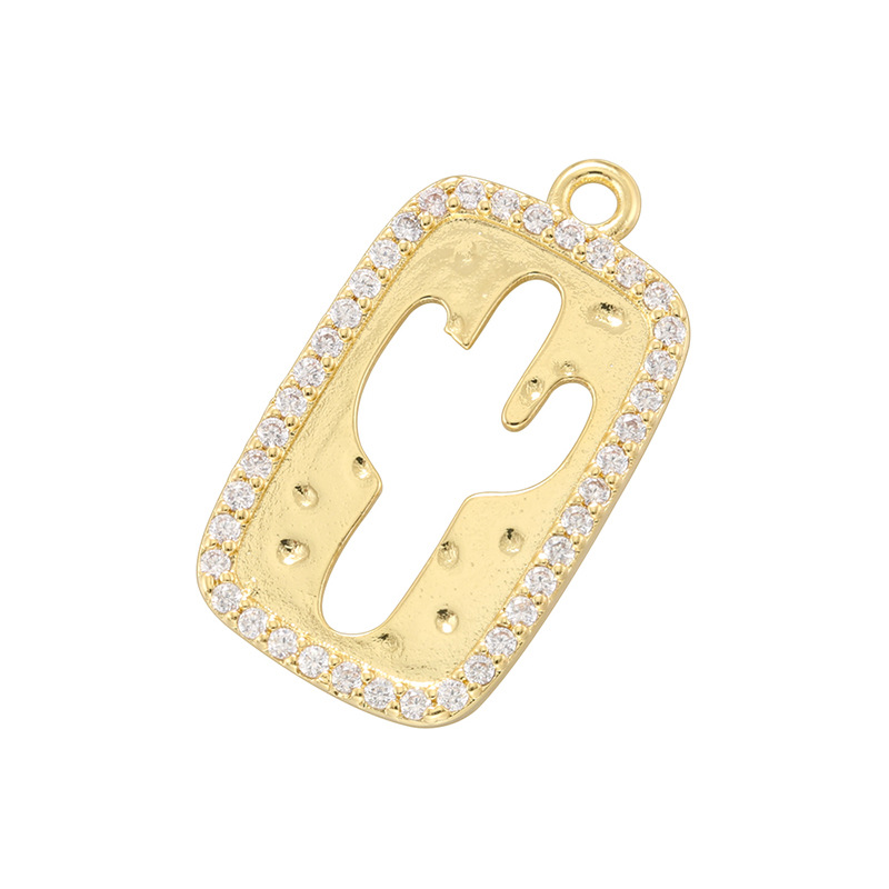 3:Vd1758 gold hollow cactus pendant