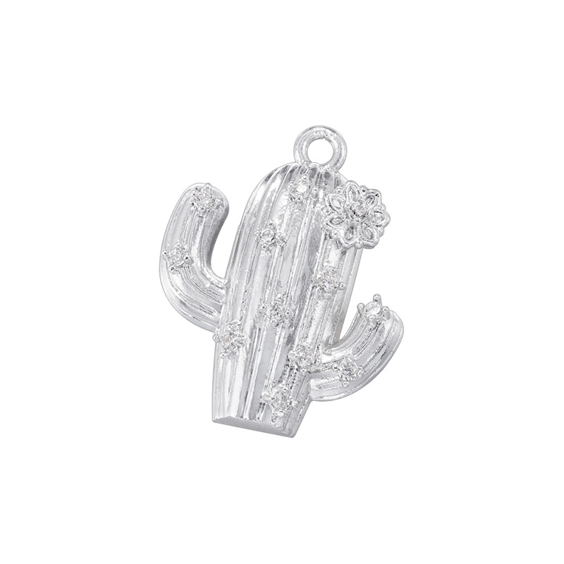 14:Vd1763 white gold white diamond cactus pendant