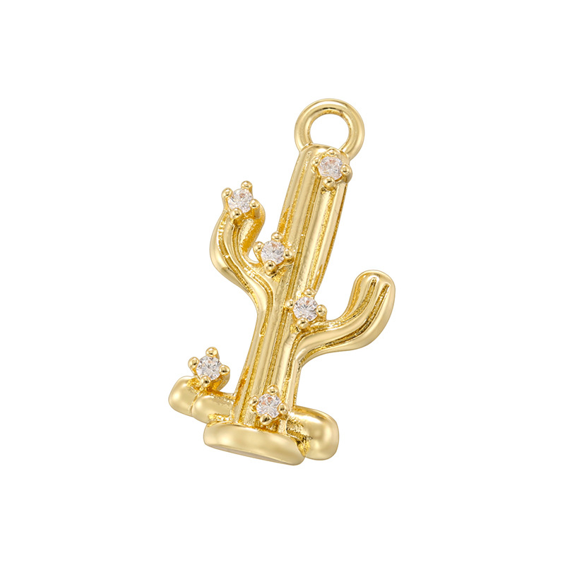 15:Vd1764 gold thin cactus pendant