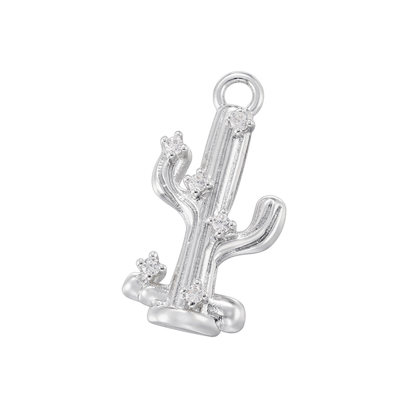 16:Vd1764 white gold thin cactus pendant